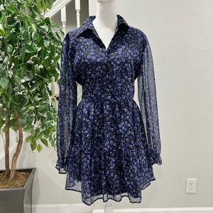 Floral Print Pouf Dress